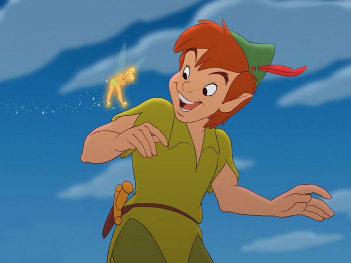 Peter Pan and Tinkerbell flying