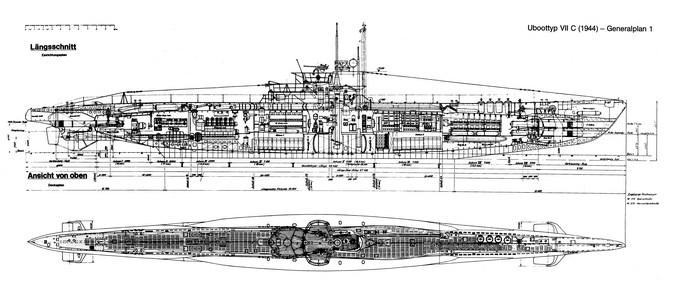 U-Boot Typ VII C (1944) General Plan