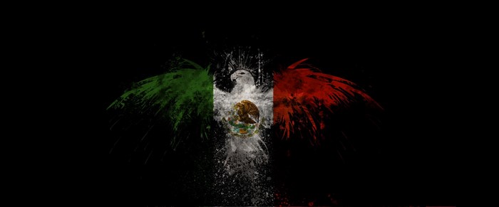 Mexican flag eagle with green and red wings