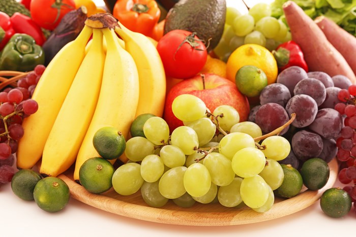 Assortment of fresh fruits and vegetables