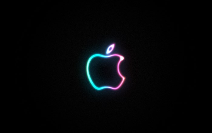 Apple logo with neon gradient