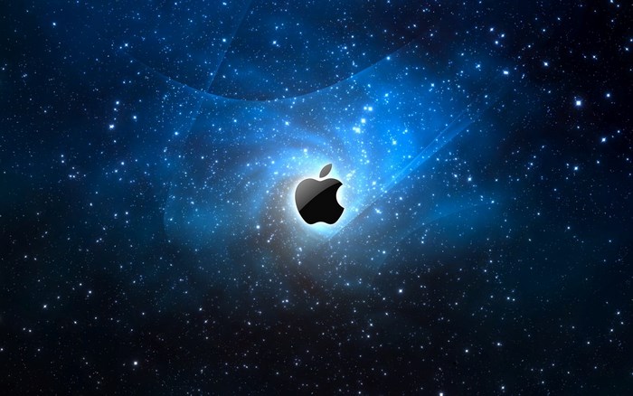 Apple Logo in a Starry Galaxy