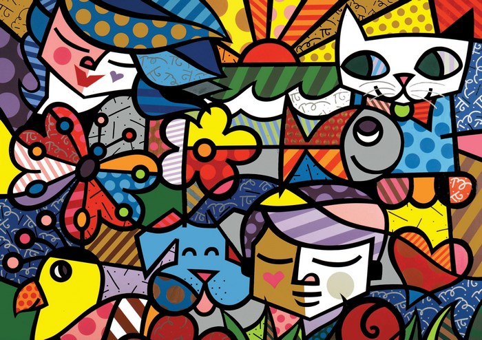 Pop Art Style Painting of People and Animals