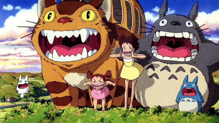 My Neighbor Totoro characters in a field