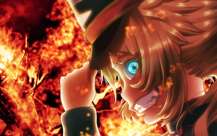 Tanya von Degurechaff from Youjo Senki in fire