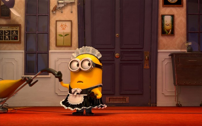 Minion in Maid Outfit with Vacuum from Despicable Me 2