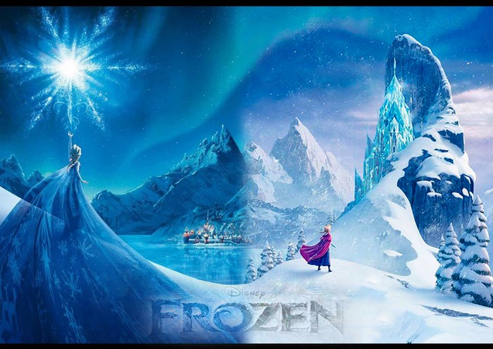 Elsa from Frozen in a snowy landscape
