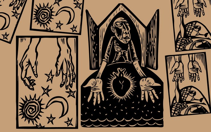 Tarot cards with occult imagery