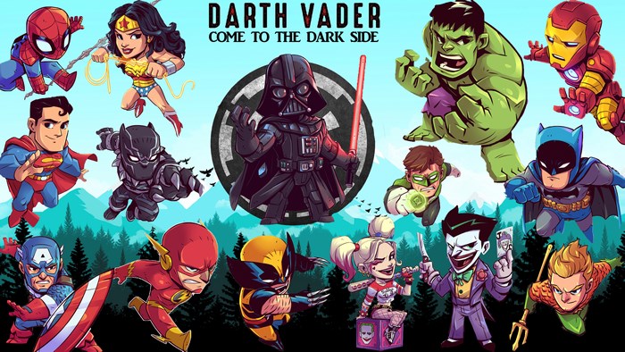 Darth Vader and Superheroes from DC and Marvel Comics
