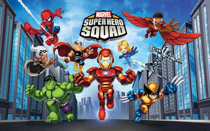 Marvel Super Hero Squad characters in a city