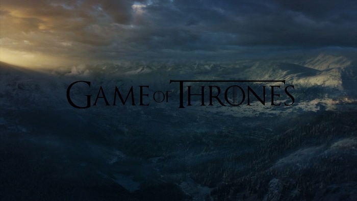 Game of Thrones title card over mountains