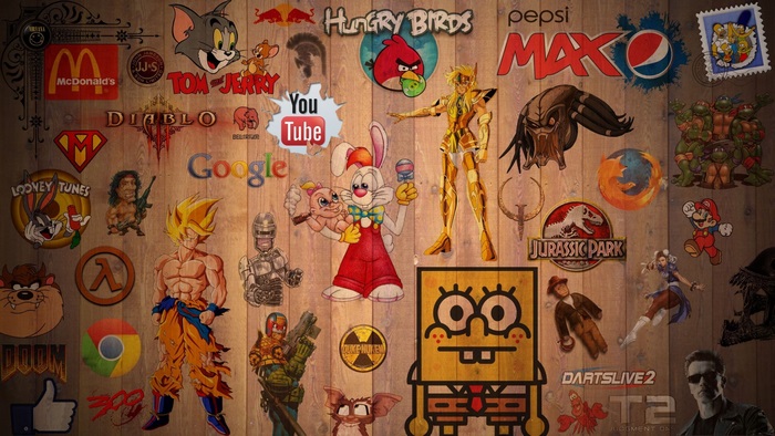 Collage of Pop Culture Characters and Logos