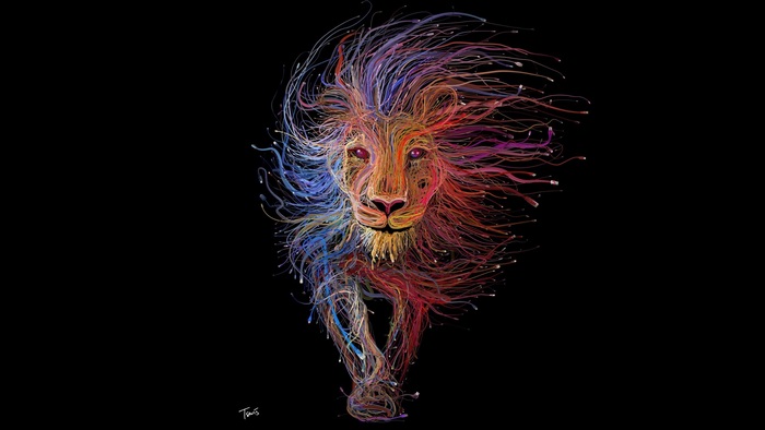 Colorful Lion Made of Splatter Paint