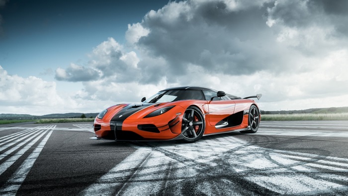 Orange Koenigsegg Agera on a Racetrack