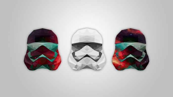Stormtrooper helmets with galaxy pattern