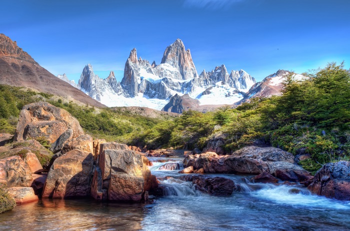 Caucasus Mountains Snow-Capped Peaks with Flowing Stream 4K