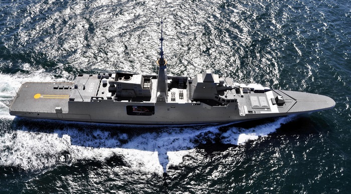 FREMM multipurpose frigate sailing on the ocean