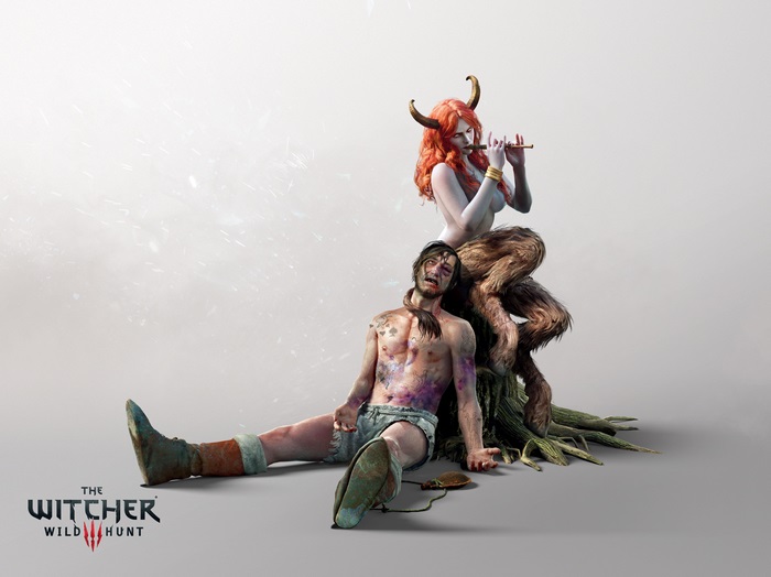 Succubus and injured man from The Witcher 4K