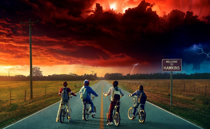 Stranger Things 4K Poster with Kids on Bikes