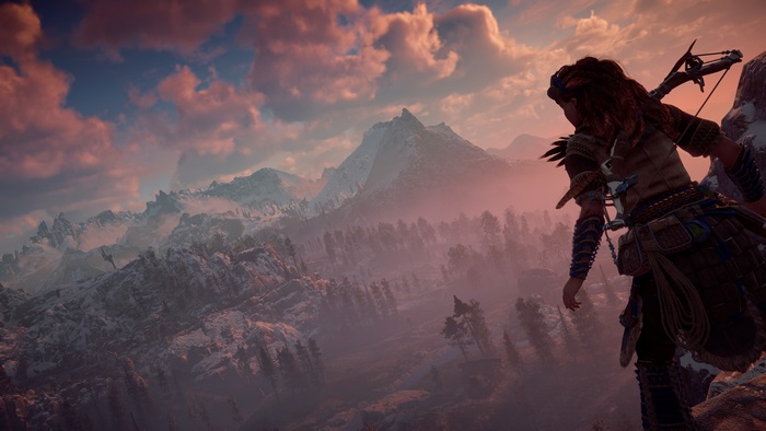 Aloy from Horizon Zero Dawn in mountains 4K