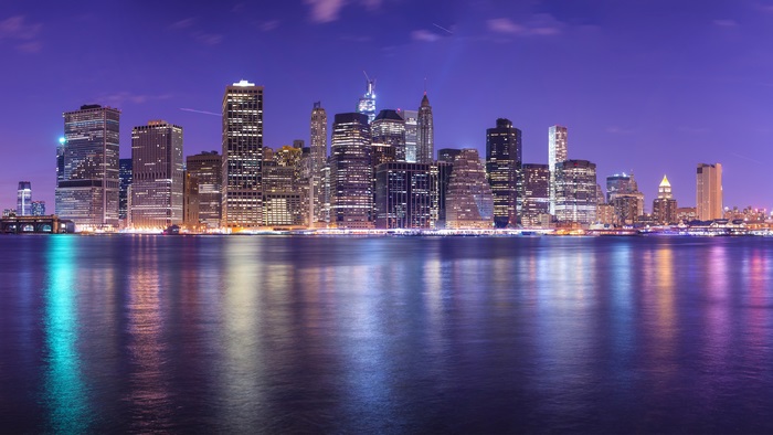 New York City Skyline at Night 4K