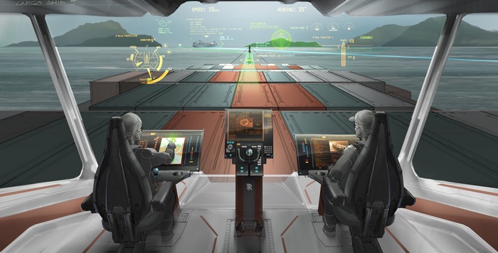Cargo Ship 5 Bridge with Futuristic Displays