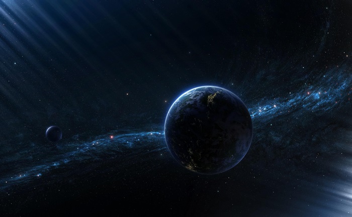 Exoplanet and Moon in Nebula 4K