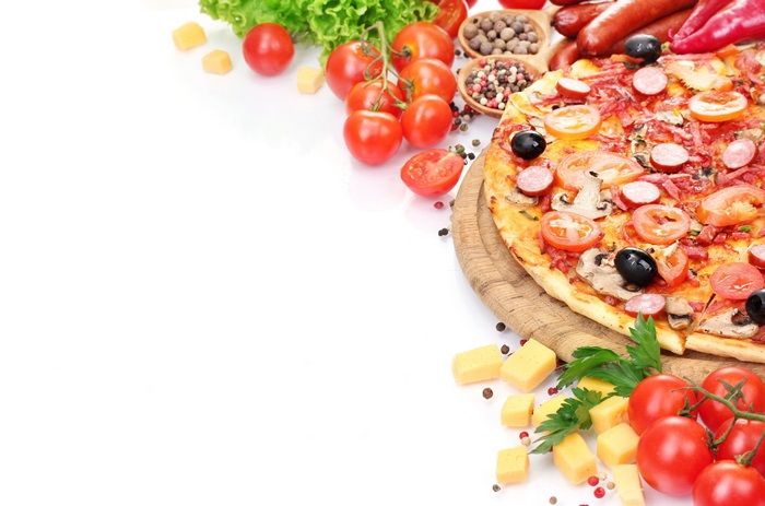 Pizza with Ingredients on White Background 4K