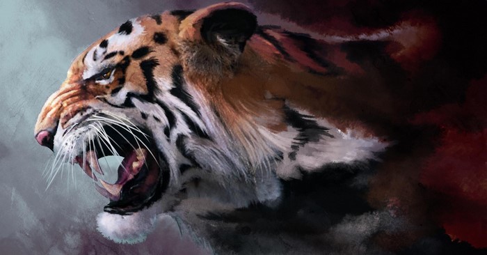 Fierce Roaring Wild Tiger Illustration