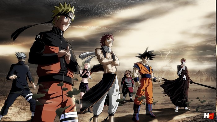 Naruto, Kakashi, Ino, Natsu, Goku, Ichigo, Choji crossover