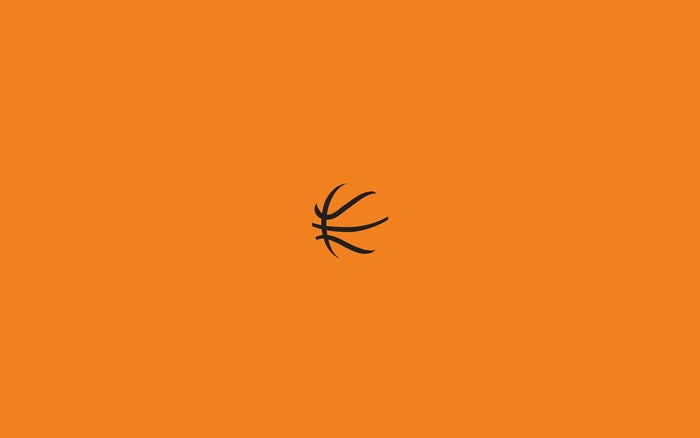 Minimalist basketball on orange background