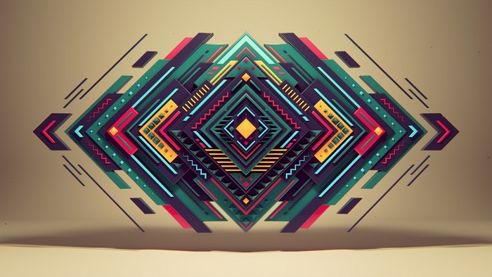 Abstract geometric digital art with colorful shapes