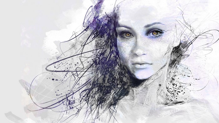 Abstract digital art of a woman's face