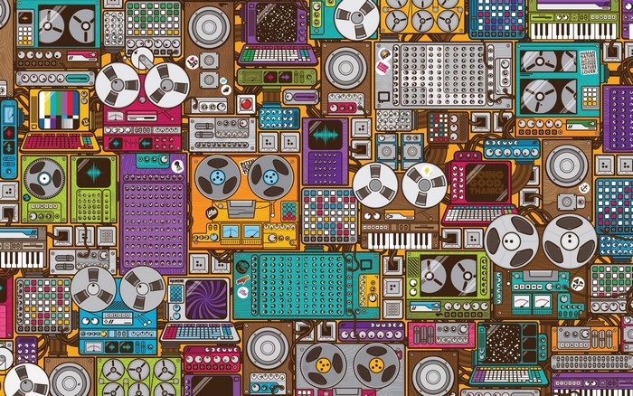 Vintage audio equipment collage by Jared Nickerson