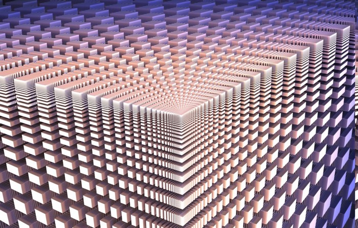 Abstract fractal cube tunnel optical illusion