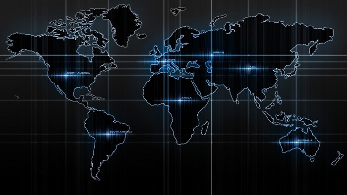 Abstract world map with glowing lines