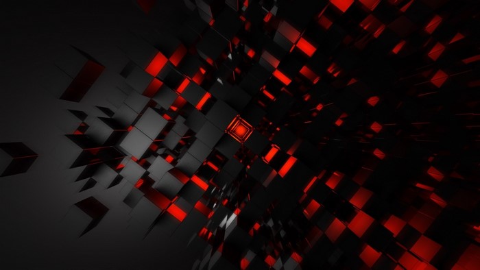 Abstract black and red cubes