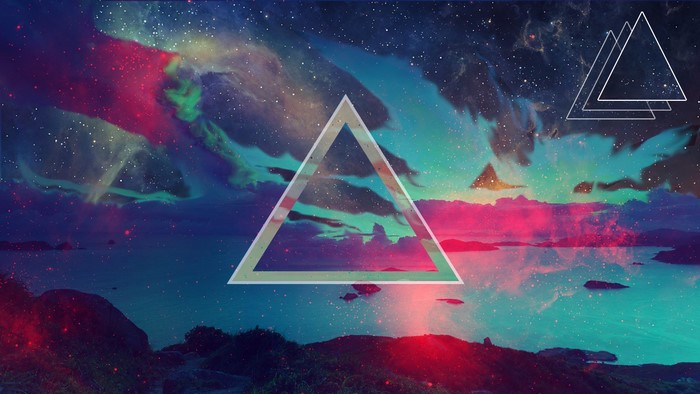 Colorful Cosmic Landscape with Triangular Shapes