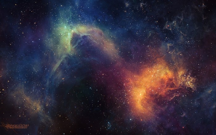 Space nebula with stars and cosmic dust