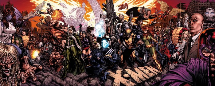 X-Men characters in a battle scene