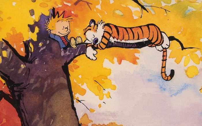 Calvin and Hobbes in a tree