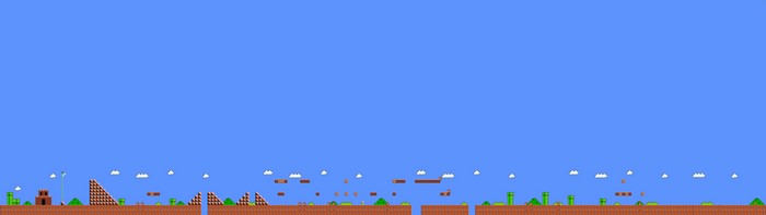 Super Mario Bros. landscape with pipes and blocks