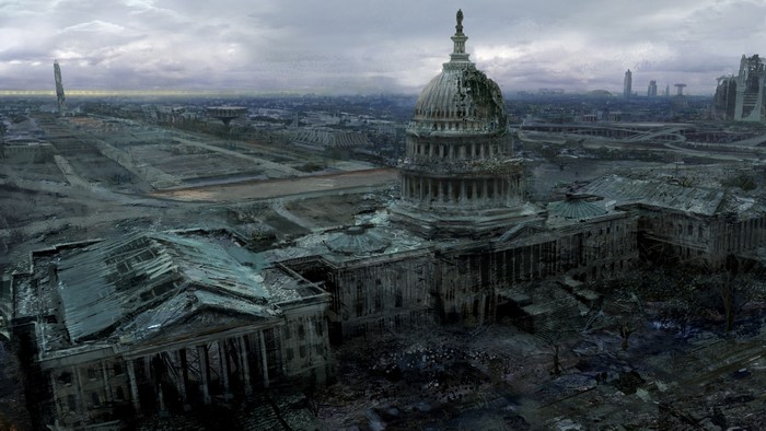 Apocalyptic Fallout 3 Concept Art of Destroyed Capitol Building