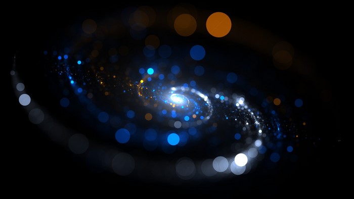 Blue and orange fractal galaxy with bokeh