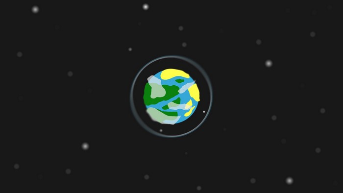 Earth in a bubble in space with stars