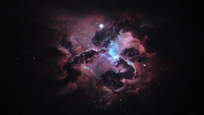 Space nebula with stars and galaxy