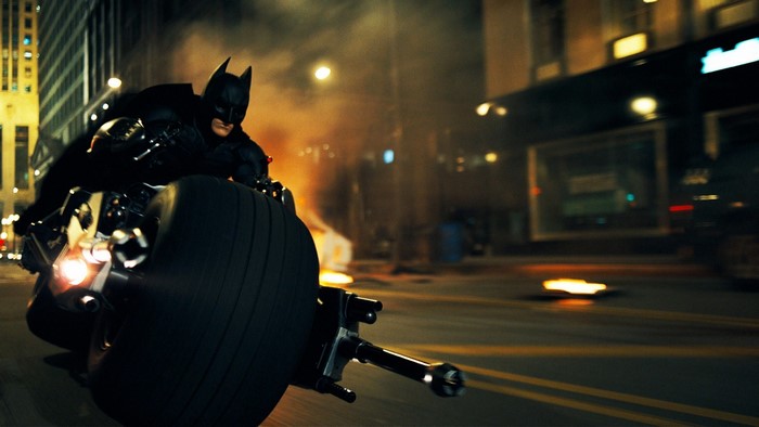 Batman from The Dark Knight on the Batpod