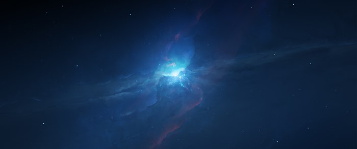 Blue nebula with stars in deep space