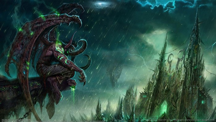Illidan Stormrage in a Dark Stormy Landscape
