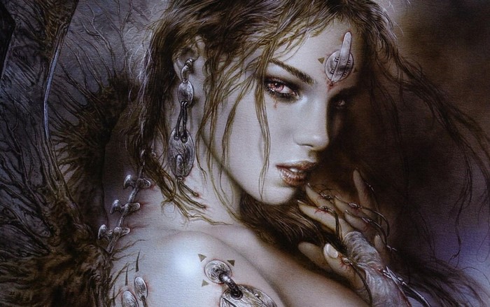 Luis Royo fantasy art of a cyborg woman